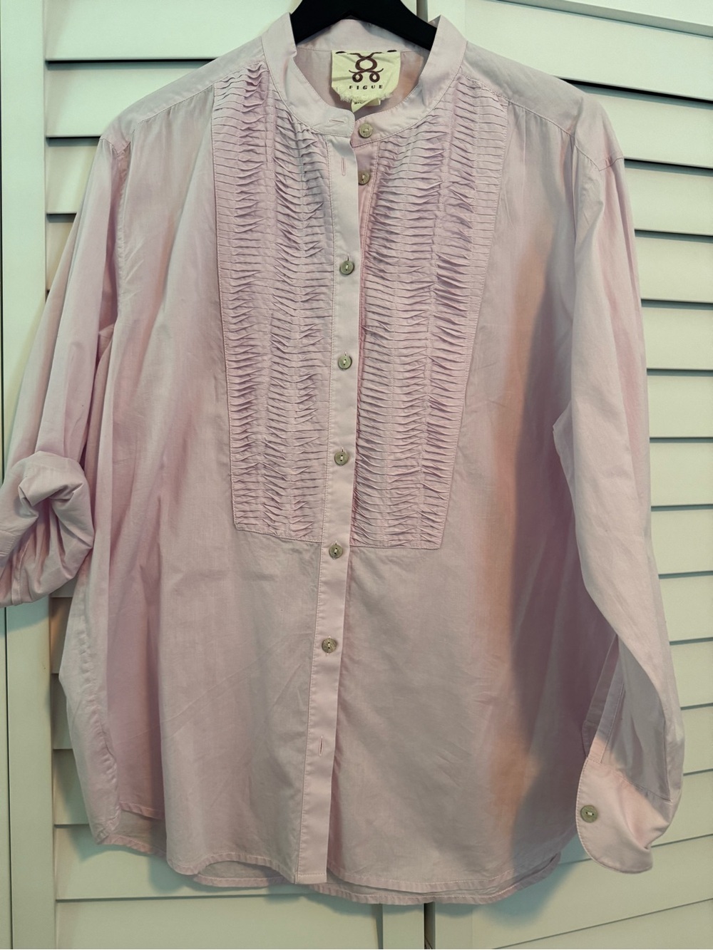 Figue light weight cotton tuxedo front shirt.